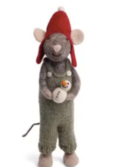 Gry & Sif Grey Boy Mouse with Snowman.