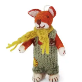 Gry & Sif -Small Boy Fox with Green Pants & Ochre Scarf.