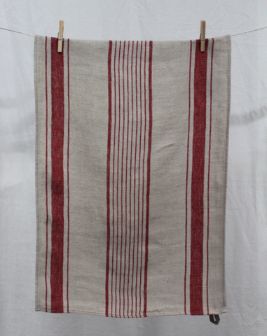 Linen Tea Towels - Naturel / Rouge