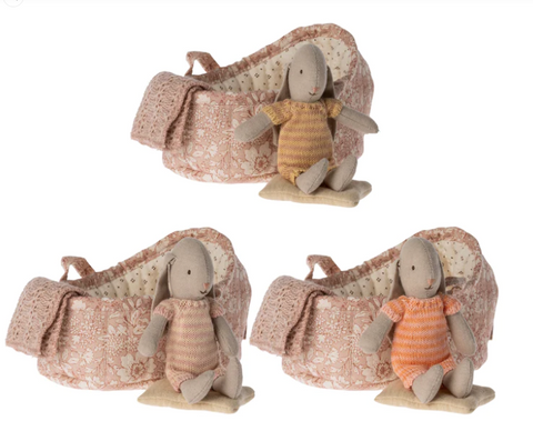 Maileg Bunny In Carry Cot - Assorted.