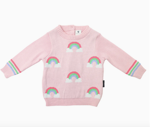 Korango Rainbow Pattern Knit Sweater.