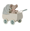 Maileg Pram with Baby Mouse MInt