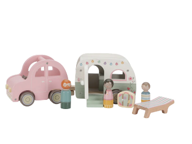 Little Dutch Wooden Toy Car with Caravan.