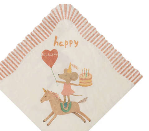 Maileg Napkin - Happy Birthday Unicorn.