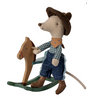Maileg Cowboy Mouse on Rocking Horse.