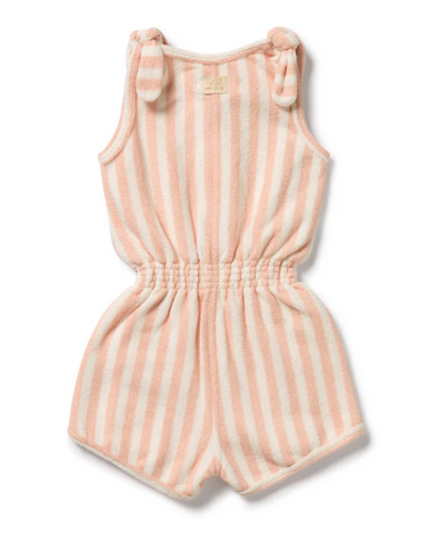 Organic Terry Playsuit - Strawberry Wave.