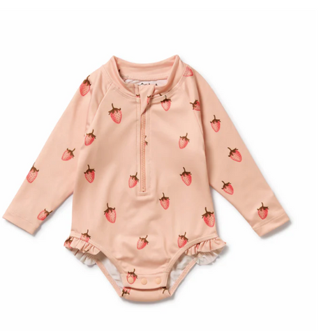 Strawberry Kisses Long Sleeved Swimsuit.