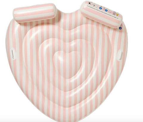 Twin Heart Lie-on Float, Stole My Heart Pink Stripe