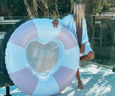 Luxe Tube Pool ring Stole My Heart Pink Stripe