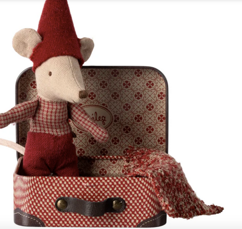 Maileg Christmas Baby Mouse In Suitcase