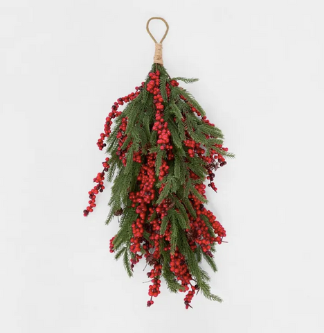 Cypress & Red Berry Swag