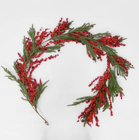 Cypress & Red Berry Garland 183cm