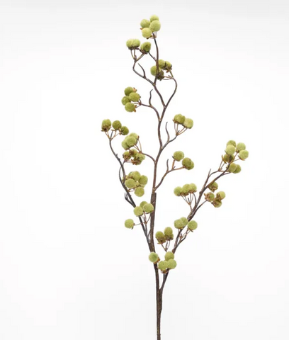 Flocked Berry Stem Green