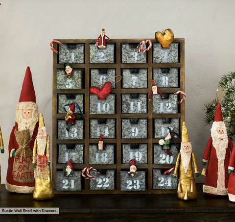 Rustic Wall Shelf with Drawers
