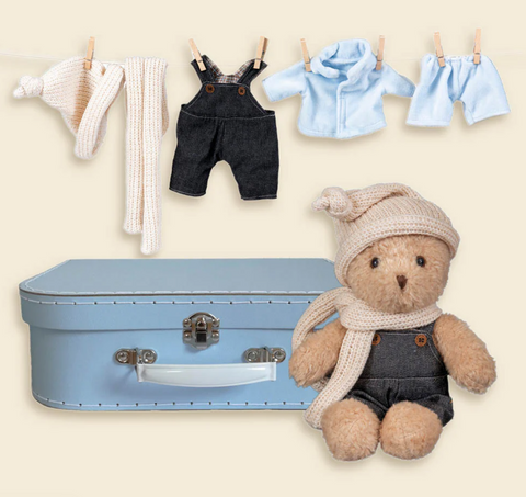 Morris Bear with Clothes in Suitcase.
