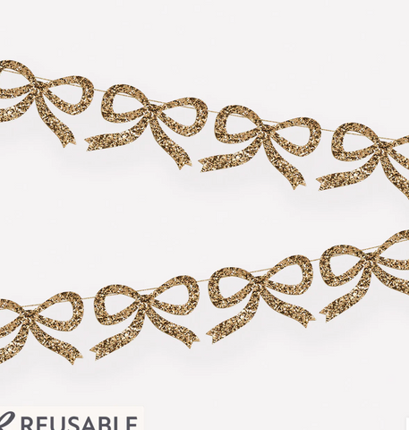 Meri Meri Gold Glitter Bow Garland