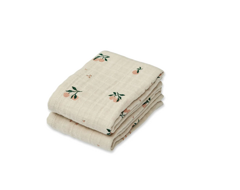 LIEWOOD LEWIS MUSLIN CLOTH 2-PACK PEACH / SEA SHELL MIX