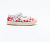 Walnut - Mary Jane Frill Canvas- Red Gingham Shoes.