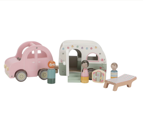 Little Dutch Wooden Toy Car and Caravan