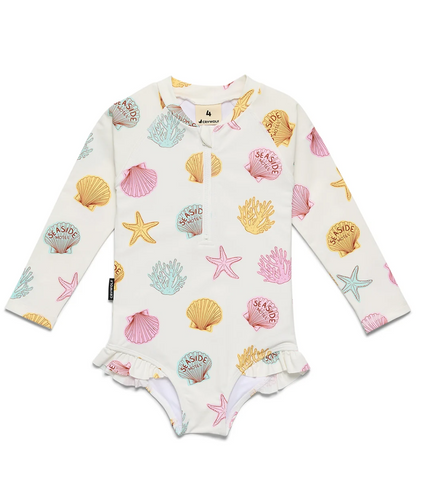 Crywolf Long Sleeve Swimsuit - Shell.