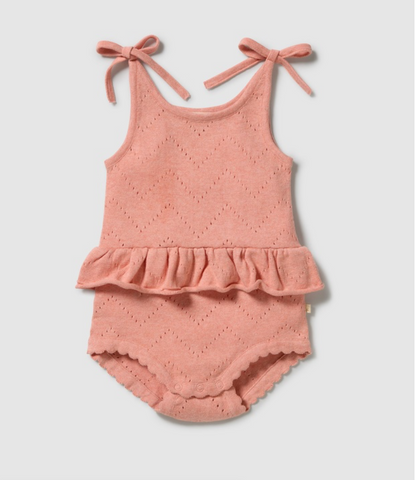 Wilson & Frenchy Petal Pink Pointelle Playsuit