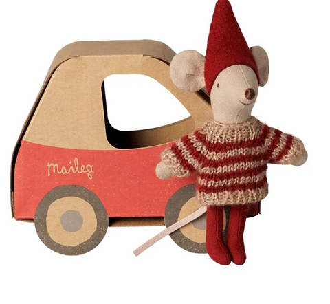 Maileg Christmas Mouse In Car Box