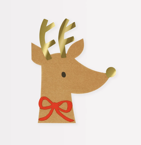 Christmas Reindeer with Red Bow Napkins