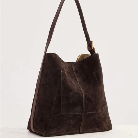 Juju & Co - Suede Cabas Tote - Chocolate