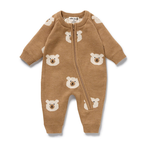 Wilson and Frenchy Beary Cute Organic Knitted Jacquard Growsuit.