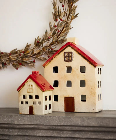 Alsace Tea Light Villa Red White (YA0001)