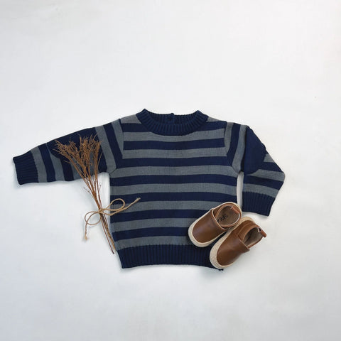 Cotton Knit Striped Sweater