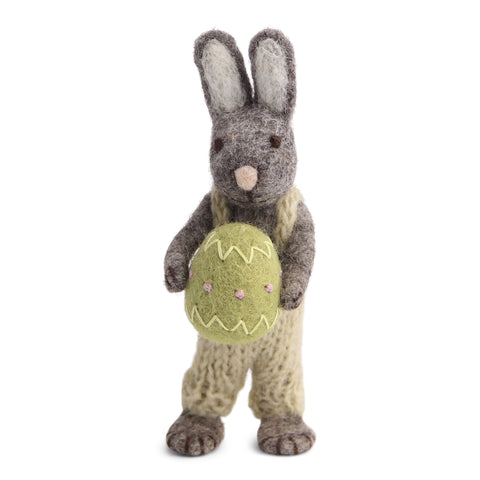 Gry & Sif - Bunny Small Grey Pants and Green Egg