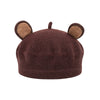 Knitted Beret With Sticky Up Ears - Brown