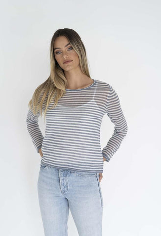 Humidity Lifestyle Indie Striped Top - Dove Blue