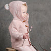 Pom Pom Hood Knit Jacket - Blush Pink