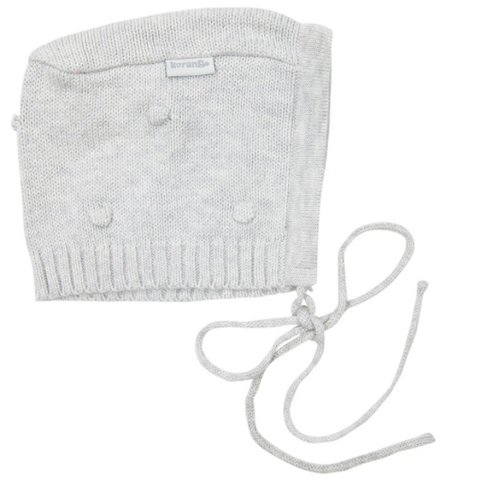 Baby Polka Knit Beanie - Grey and pink
