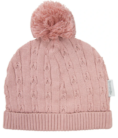 Fine Cable Knit Beanie - Pink