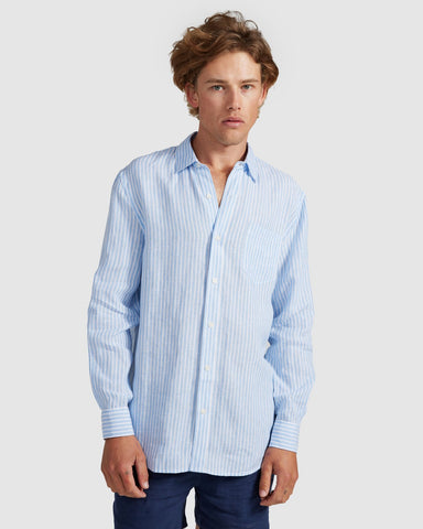Ortc - Linen Shirt Blue & White Stripe