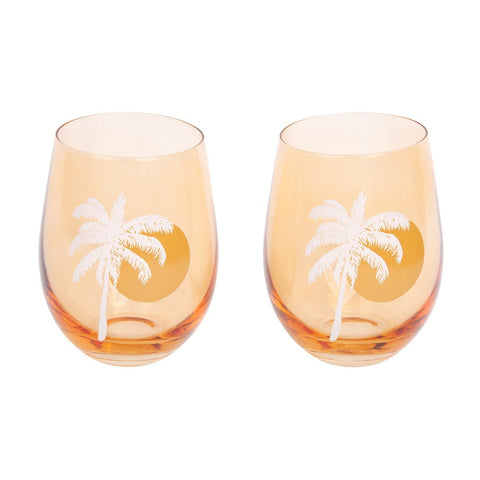 Sunnylife Glass Tumblers Flutes - Desert Palm Pink (Set of 2)