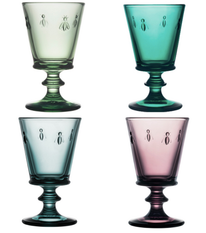 French Bee Wine Glasses - Assorted Colours SET OF 4