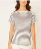 Jac Cadeaux Short Sleeve Stripe Linen Tee - Navy