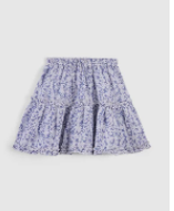 Girls Maggie skirt - Gum Leaf Print, Misty Blue.