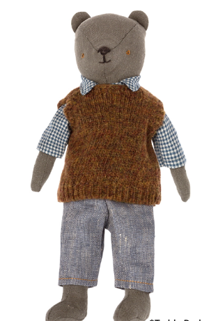 Maileg Dad Teddy with Shirt, Pullover and Pants.
