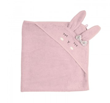 Bath Hooded Rabbit Towel, Pale Rose