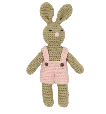 Knitted Bunny Rattle Toy