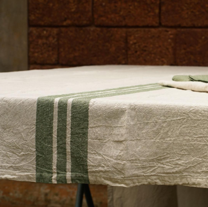 Tablecloth 350x150 - olive stripe