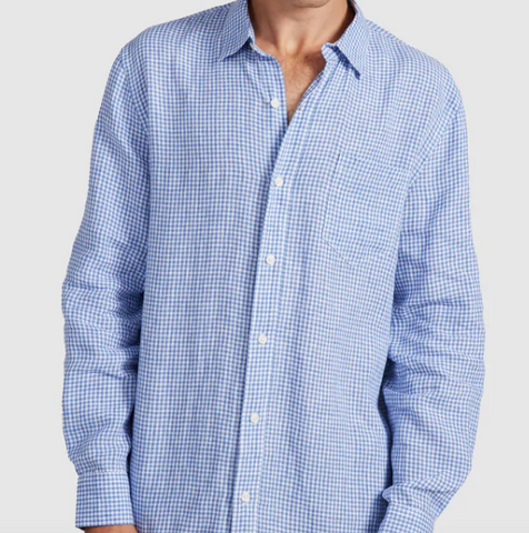 Ortc Linen Blue Check Shirt