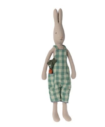 Maileg Rabbit size 3 - green check overalls