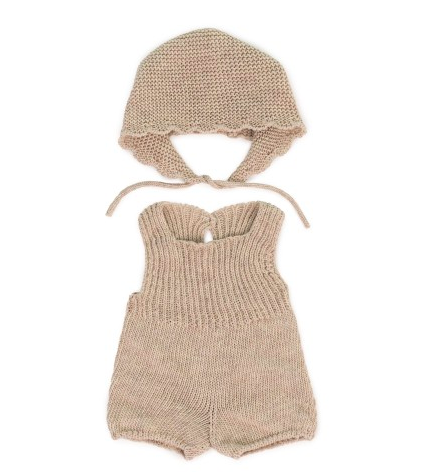 Miniland Clothing Eco Knitted Rompers & Bonnet,  38 cm.