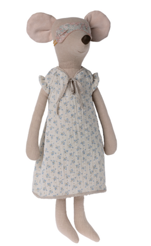 Maileg Maxi Mouse in Pyjamas or Nightgown.